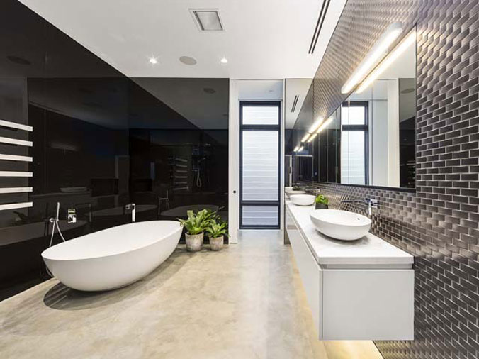 Luxuty bathroom with free standing bathtub