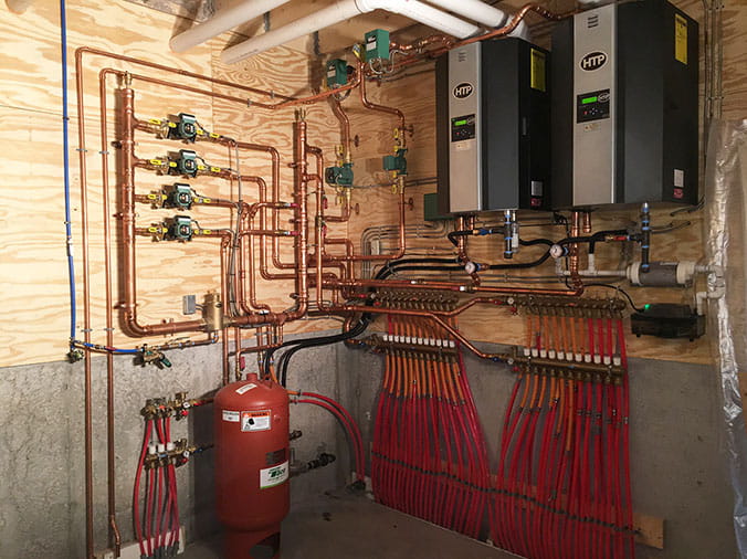 Complicated plumbing installation